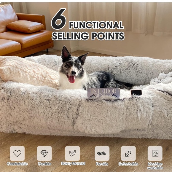 Human Dog Bed Fits You and Pets for People Doze Off, Washable Faux Fur Napping - Picture 4 of 6